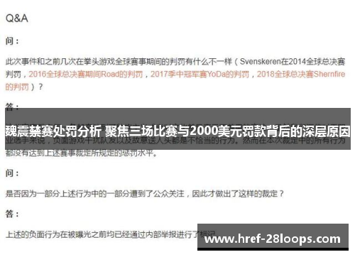 魏震禁赛处罚分析 聚焦三场比赛与2000美元罚款背后的深层原因
